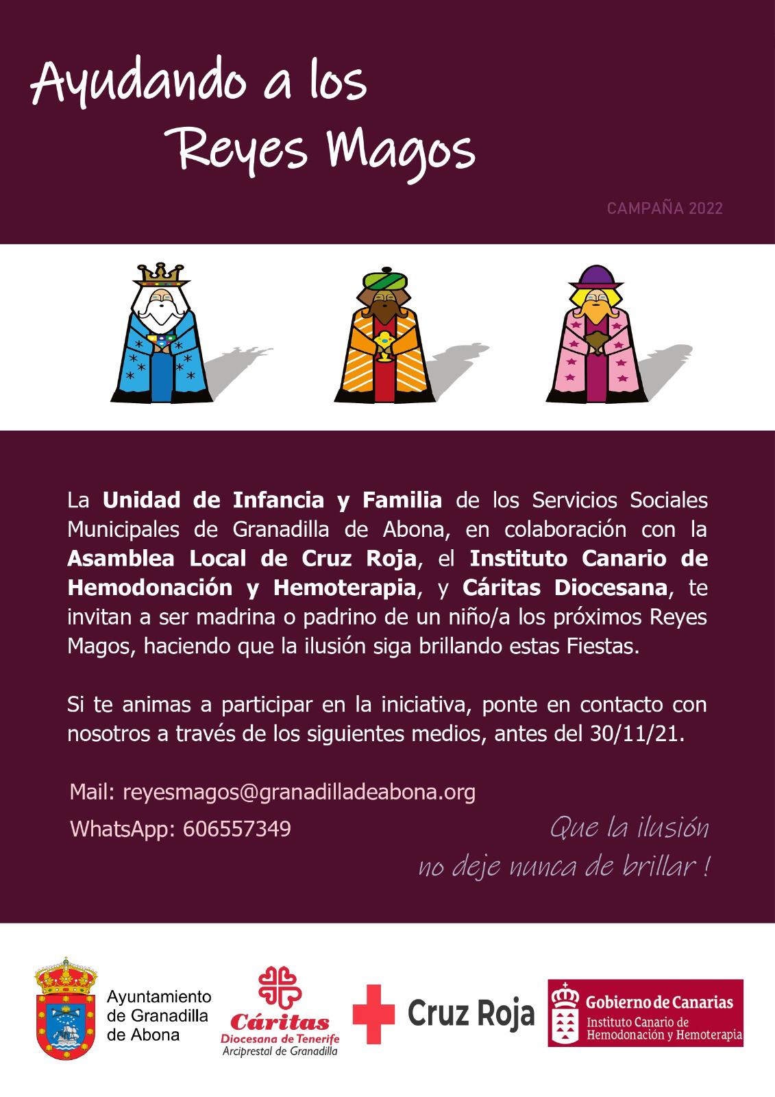 Cartel Ayuda a los Reyes Magos 2022 - Ayuntamiento de Granadilla de Abona