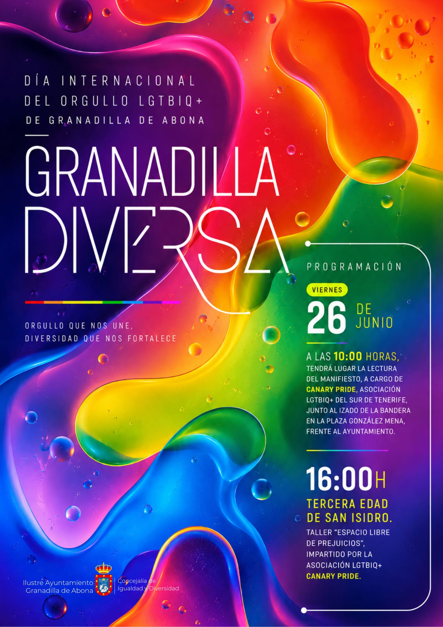 Granadilla de Abona celebra el Día del Orgullo LGTBIQ+ con actividades bajo el lema ‘Orgullo que nos une, diversidad que nos fortalece’