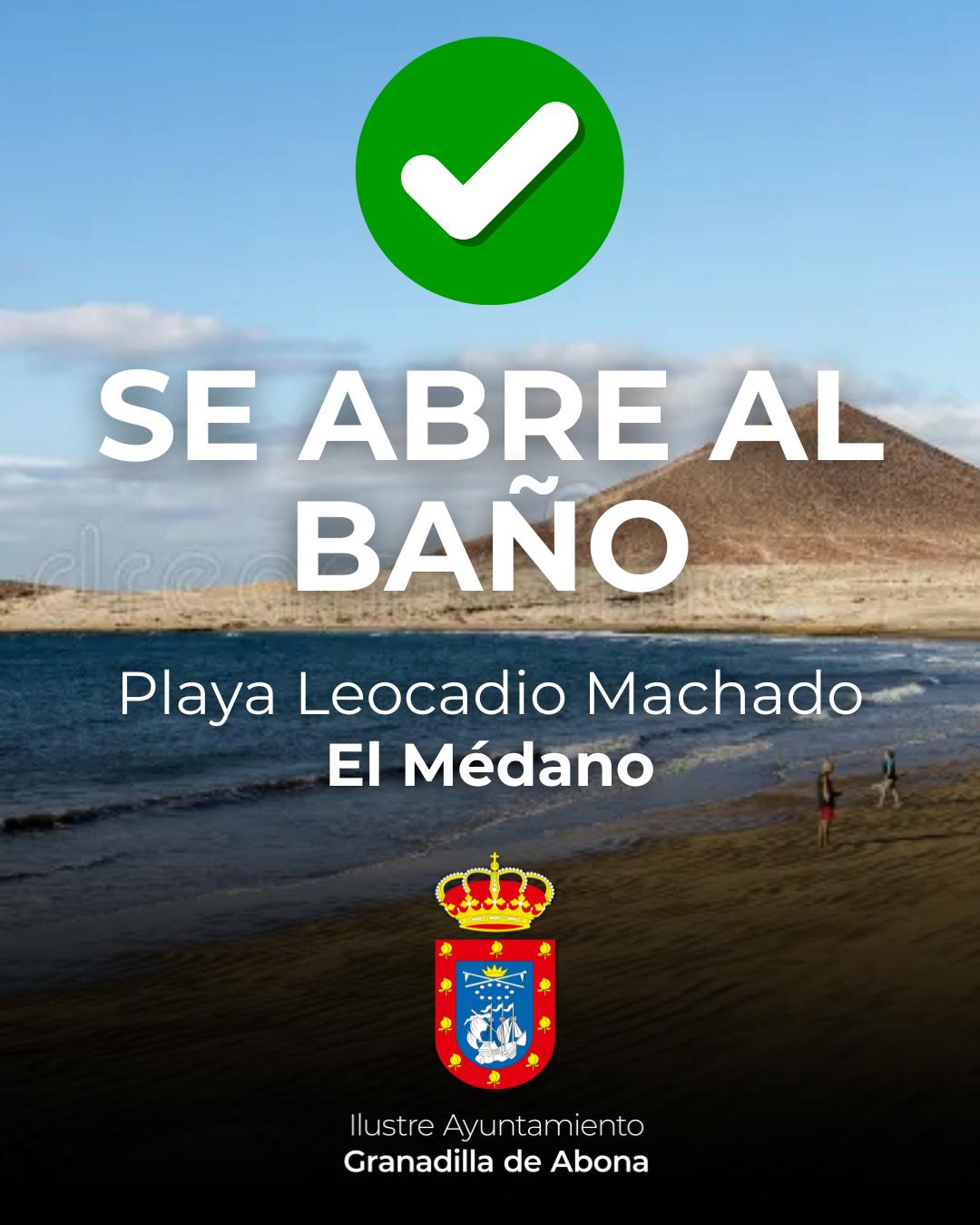 El Ayuntamiento abre al baño la playa de Leocadio Machado