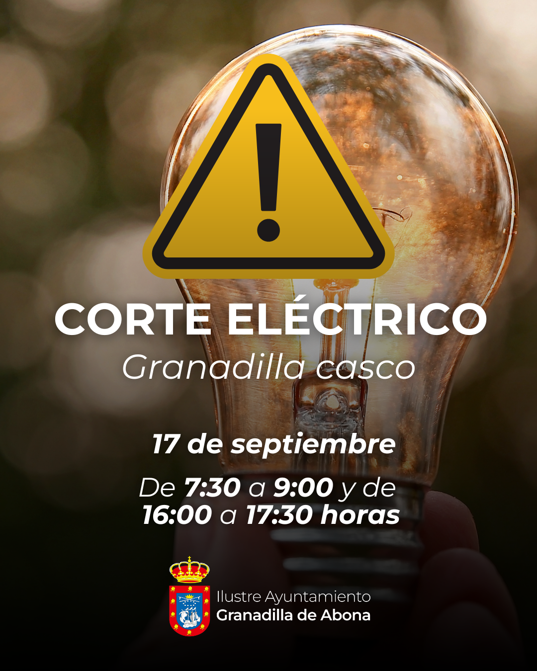 Aviso de corte eléctrico en Granadilla casco